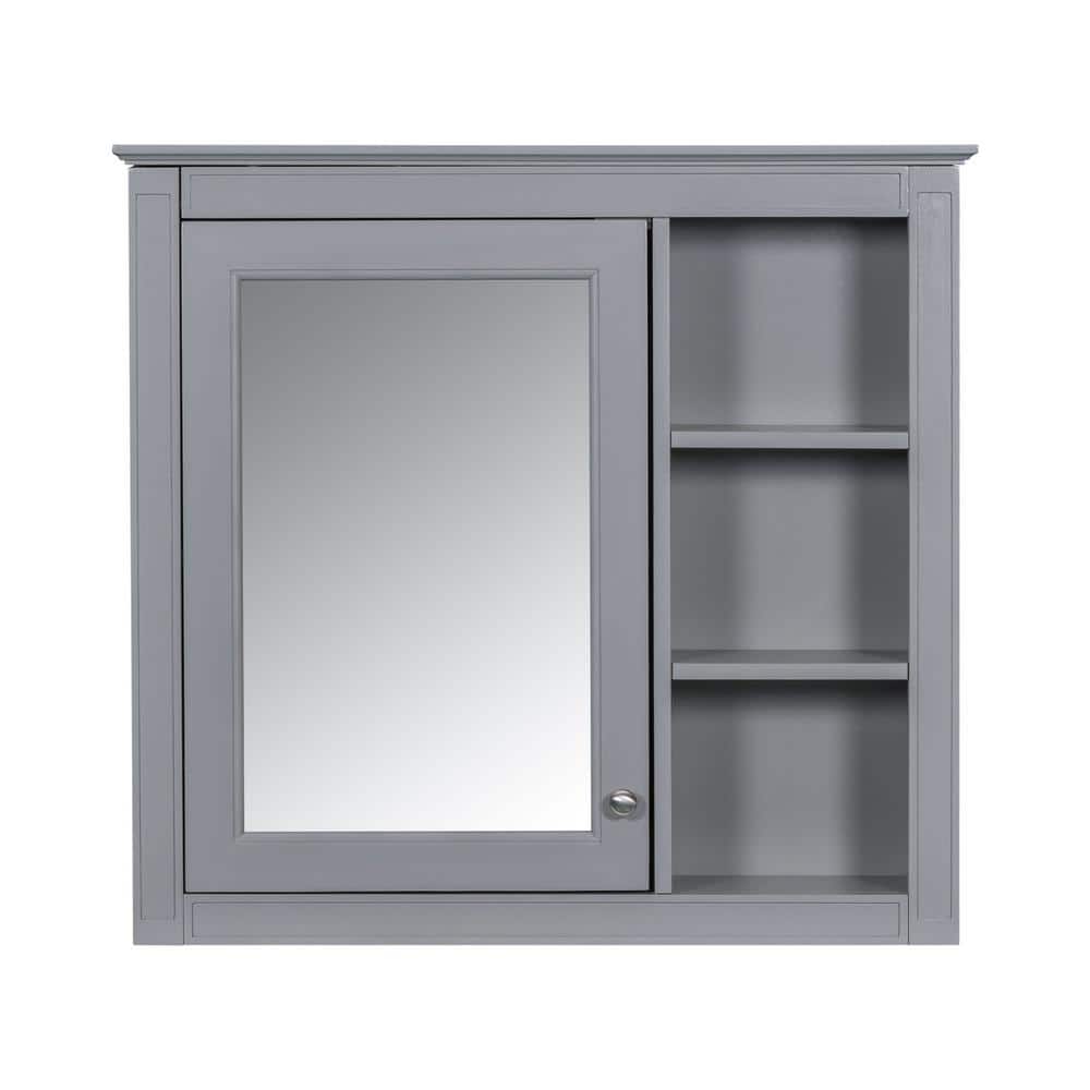 29.92 in. W x 28 in. H Rectangular MDF Medicine Cabinet with Mirror and Ope
