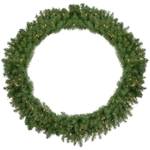 48 " Pre-Lit Green Rockwood Pine Artificial Christmas Wreath-Clear Lights
