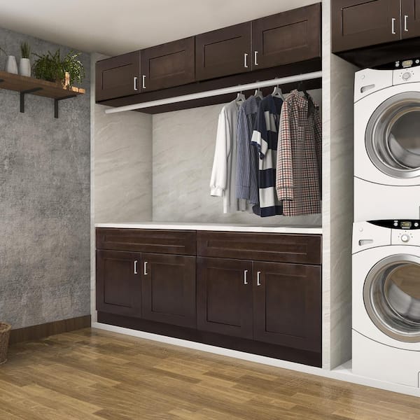 Brookings Solid Wood Ready to Assemble Shaker 33 in. x 21 in. x 12 in. 2 Door Bridge Wall Kitchen Cabinet in Espresso