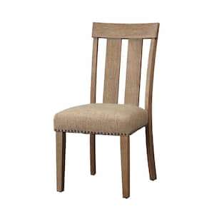 Nathaniel Side Chair, Slatted Back (Set-2) in Fabric and Maple