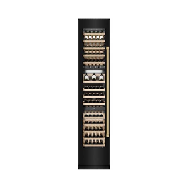 Autograph Edition 18 in. Triple Zone 68-Bottle Left Hinge Column Wine Cooler in Black Stainless with Bronze Accents
