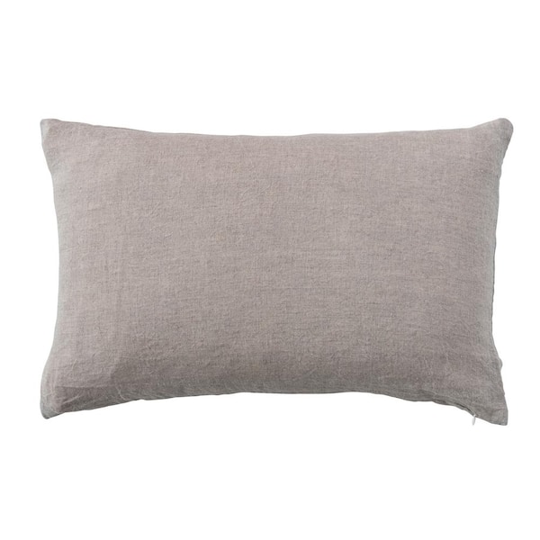 Storied Home Natural Color Stonewashed Polyester Lumbar 24 in. x 16 in. Throw Pillow