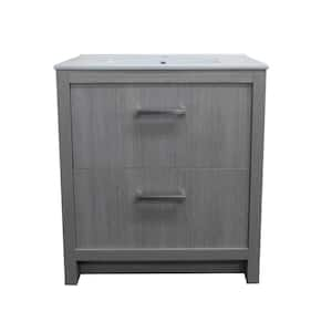 30 in. W x 18 in. D x 33.5 in. H Single Bath Vanity in Gray Pine with Ceramic Vanity Top in White with White Basin