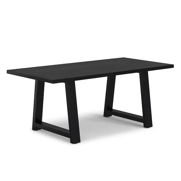 Simpli Home Whitley Black Solid Mango Wood 72 in. Sled Base Dining