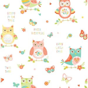 Flynn White Owls White Wallpaper Sample