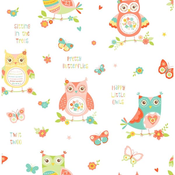 Fine Decor Flynn White Owls White Wallpaper Sample