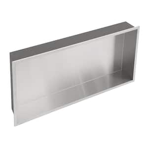 25 in. W x 13 in. H x 4 in. D 18-Gauge Stainless Steel Bathroom Shower Wall Niche in Brushed Silver