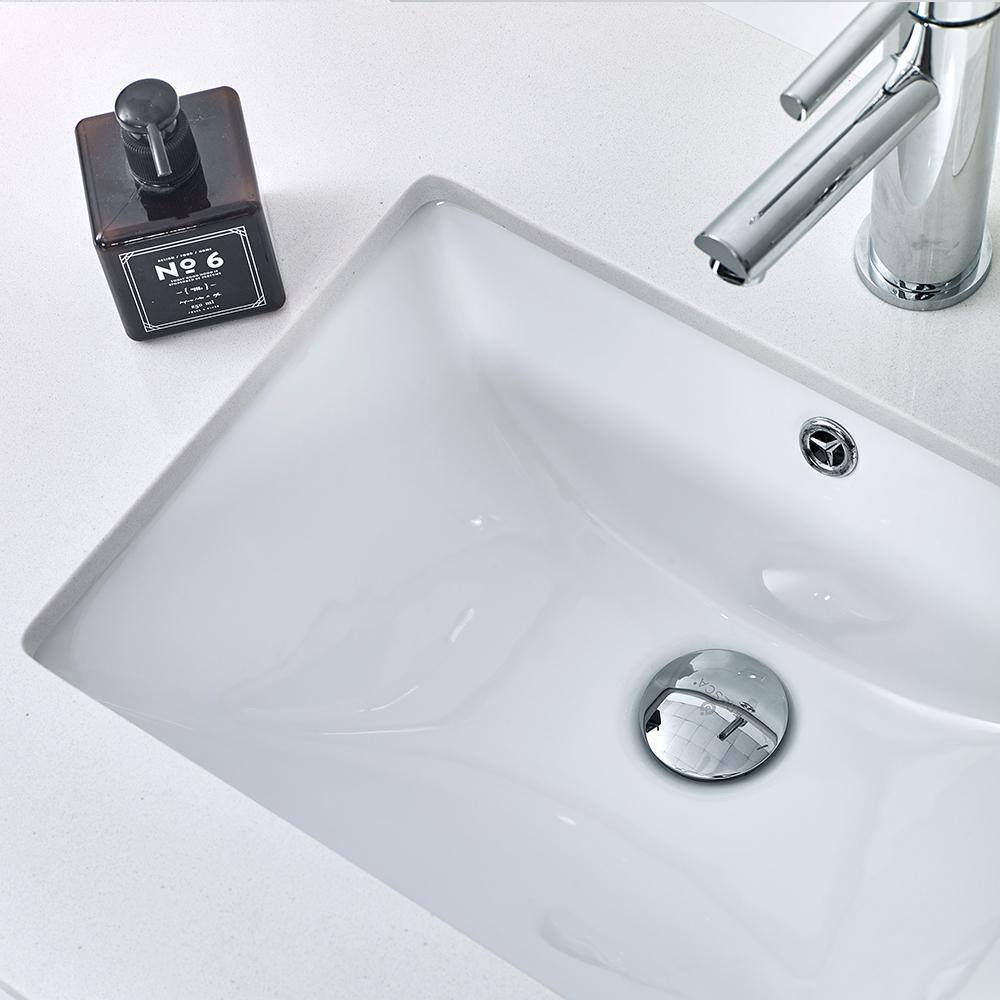 White 36" Wall-Mount Vanity with Quartz Top and Ceramic Sink