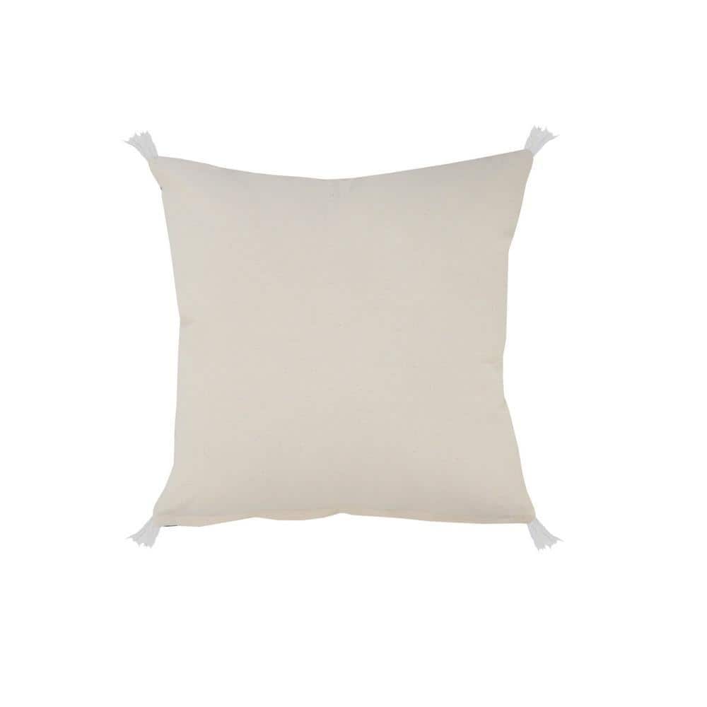 Birch and White Braided Tassel Square Throw Pillow, 20 in.