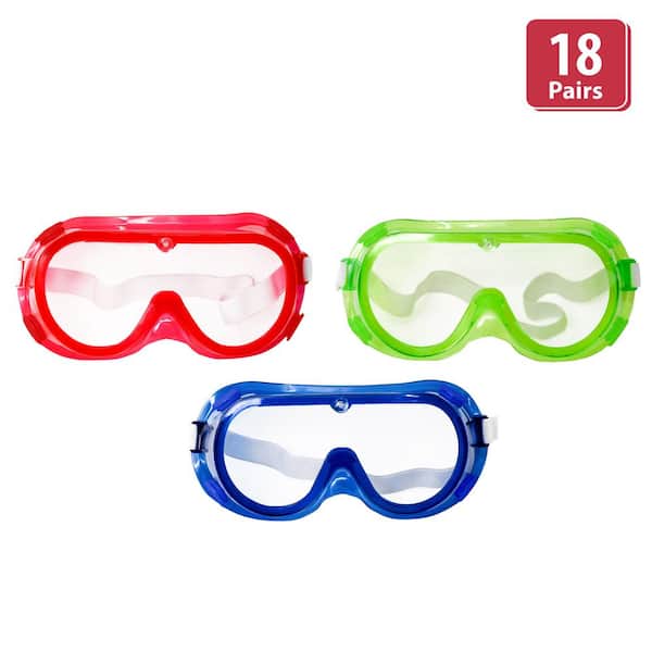 Bison Life Spectra Kids Safety Glasses Clear/Assorted 3-Colors x 2 (18-Pairs)