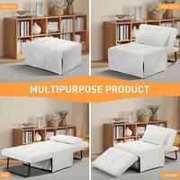 Unbranded 4 in-1 71 in. W Beige Folding Sherpa Fabric Twin Size Sofa Bed Convertible Chair Ottoman F-RX022PFBE