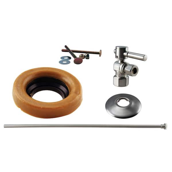 Westbrass 1/2 in. IPS Lever Handle Angle Stop Toilet Installation Kit with Brass Supply Line in Satin Nickel