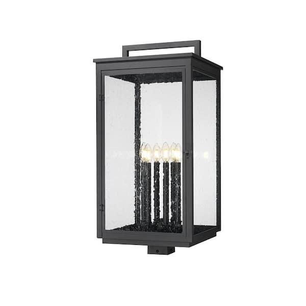 Hartwell 6-Light Sand Black Aluminum Hardwired Outdoor Marine Grade Post Light with No Bulb Included