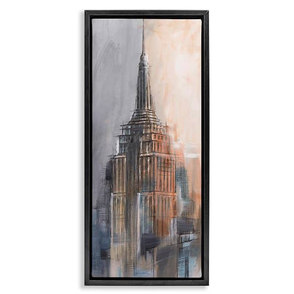 Stupell Industries Sketched City Building by Ethan Harper Black Floater Frame Architecture Graphic Art Print 31 in. x 15 in.