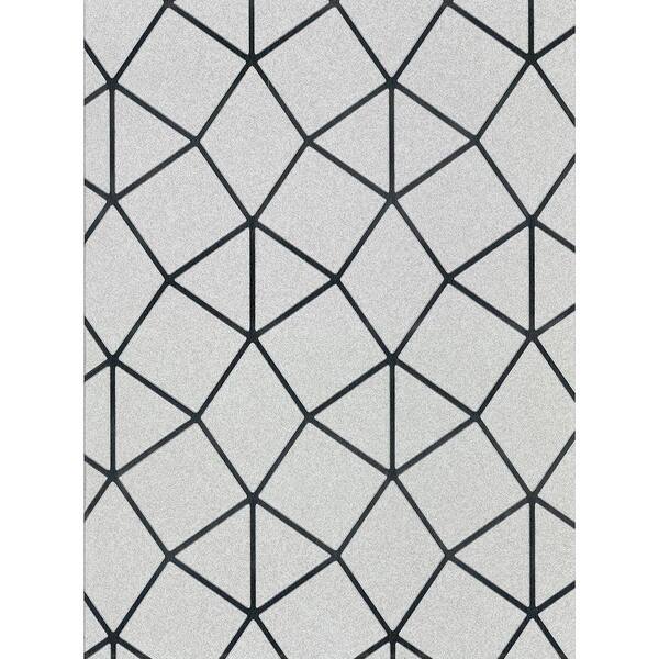 Brewster Albion Silver Geometric Silver Vinyl Peelable Roll (Covers 56.4 sq. ft.)
