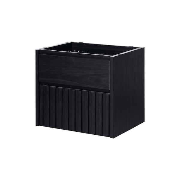 Sherwin 24 in. W x 18 in. x D x 20 in. H Slat Modern 2-Drawer Wall Mounted Bath Vanity Cabinet without Top in Black