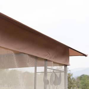 10 ft. x 10 ft. x 8.7' ft Steel Frame Rectangle Outdoor Gazebo with Mesh Curtain Sidewalls & 2-Tiered Vented Top, Brown