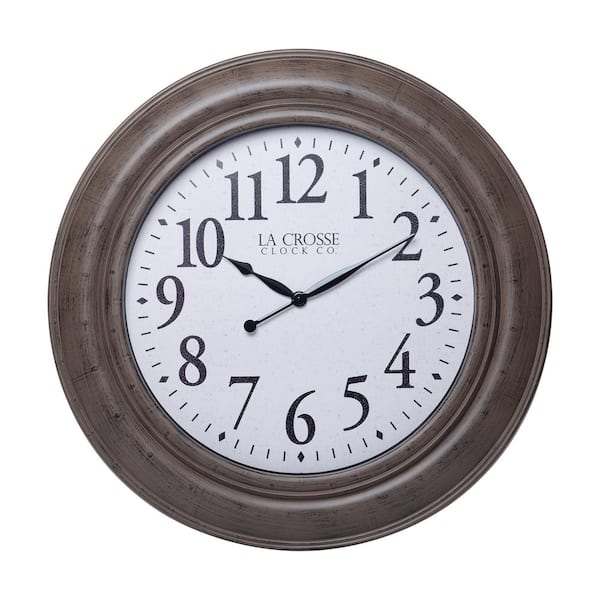 La Crosse Clock 36 in. Brushed Brown Mattison Analog Quartz Wall Clock