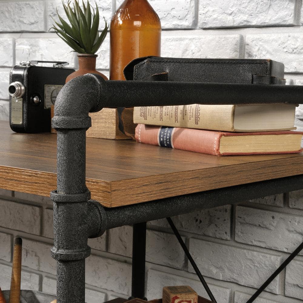 Iron City Black Metal and Oak Wood Desk with Shelves
