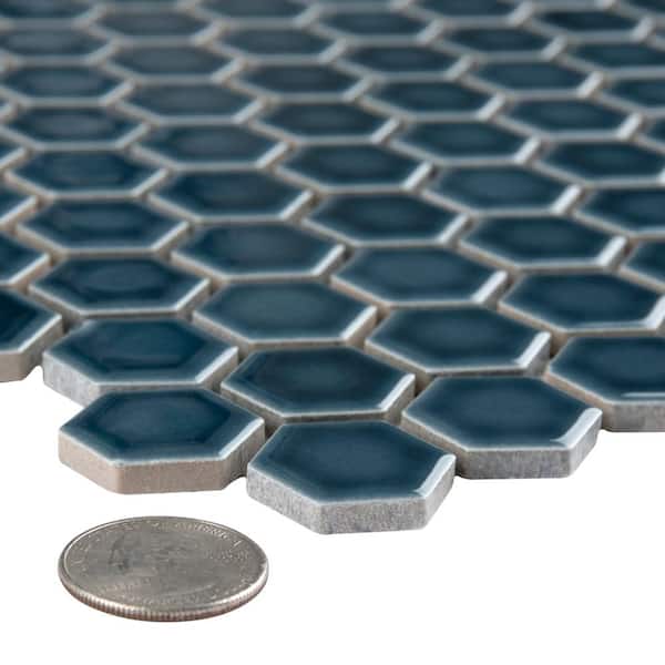 Tribeca 1 in. Hex Glacier Blue 6 in. x 6 in. Porcelain Mosaic Take Home Tile Sample