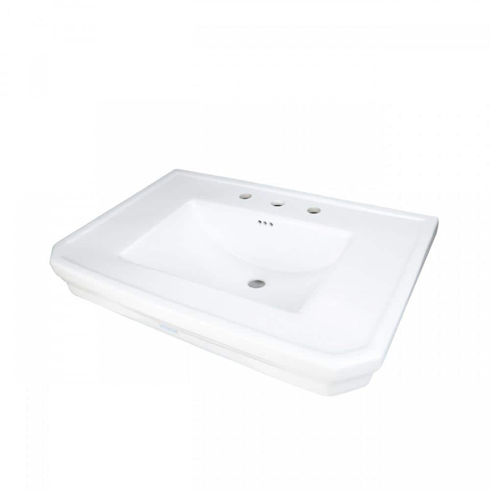 Victorian 32" White Porcelain Pedestal Bathroom Sink