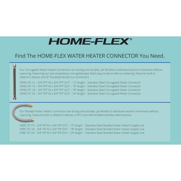 Water-Flex 3/4 in. FIP x 3/4 in. FIP x 15 in. Steel-Flex Flexible Stainless Steel Connector Water-Flex 3/4 in. FIP x 3/4 in. FIP x 15 in. Steel-Flex Flexible Stainless Steel Connector