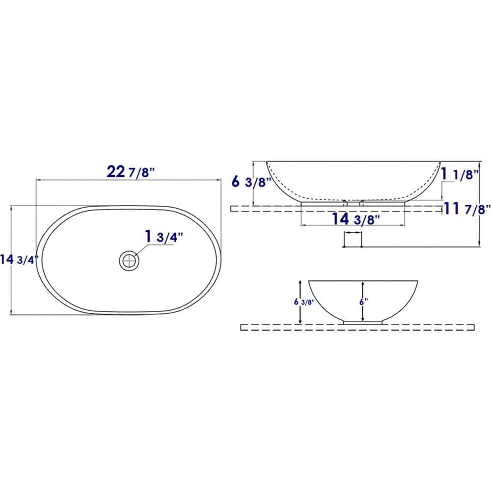 EAGO 23-Inch White Ceramic Oval Above-Counter Bathroom Sink