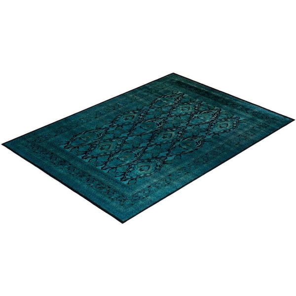 Overdyed Green 10 ft. 1 in. x 14 ft. 1 in. Wool Indoor Area Rug