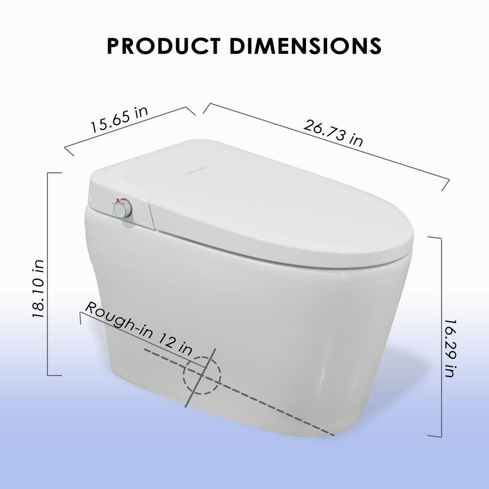 White Ceramic Tankless Elongated Smart Bidet Toilet with Heated Seat
