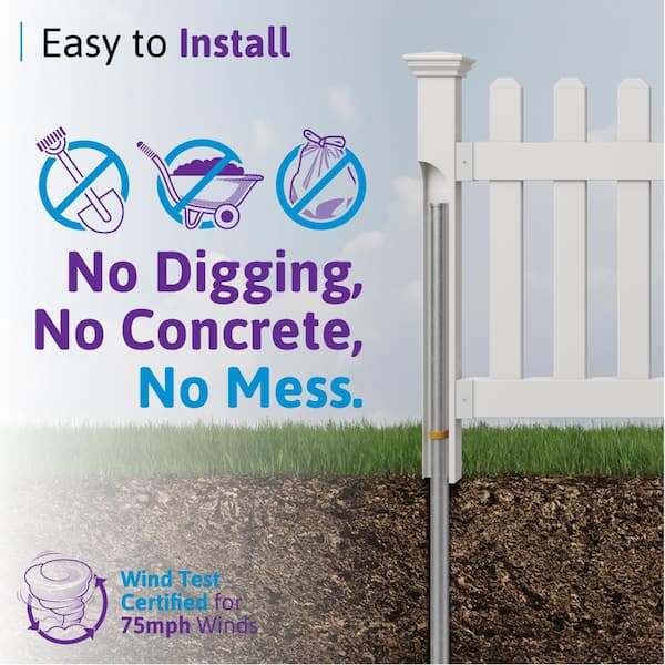 WamBam Fence No-Dig Vinyl All American Finishing Fence Post with Anchor and Cap - Model ZP19046