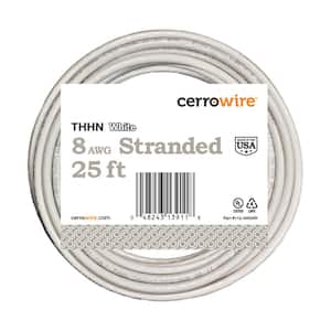 25 ft. 8 Gauge White Stranded Copper THHN Wire