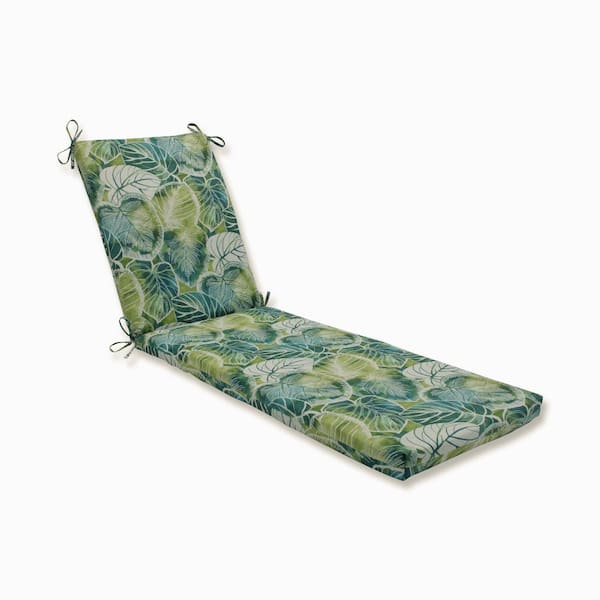 Pillow Perfect Floral 23 x 30 Outdoor Chaise Lounge Cushion in Green/Ivory Key Cove