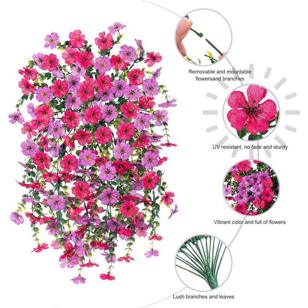 19.3 in. Purple Pink Outdoor Artificial Daisy Flower 2-Pieces