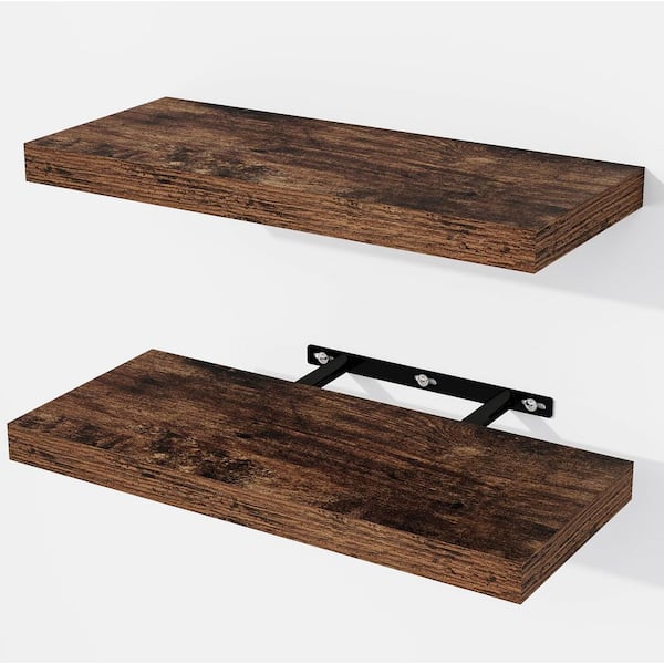 Unbranded 15 in. W x 6 in. D Rustic Brown Wood Floating Shelves for Wall Decorative Wall Shelf