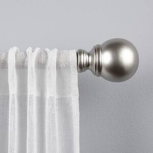 Sphere 36 in. - 72 in. Adjustable 1 in. Single Curtain Rod Kit in Matte Silver with Finial