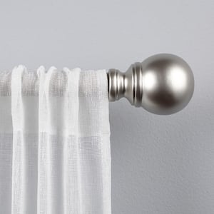 Sphere 66 in. - 120 in. Adjustable 1 in. Single Curtain Rod Kit in Matte Silver with Finial