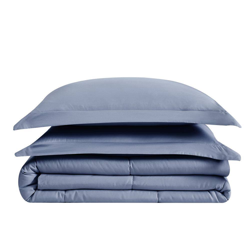 King Blue Microfiber Down Alternative Bedspread Set