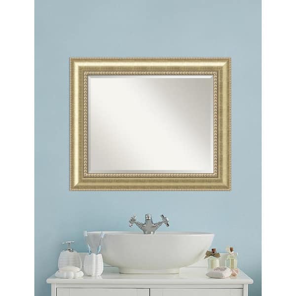 Amanti Art Astoria 35 in. W x 29 in. H Framed Rectangular Bathroom Vanity Mirror in Champagne