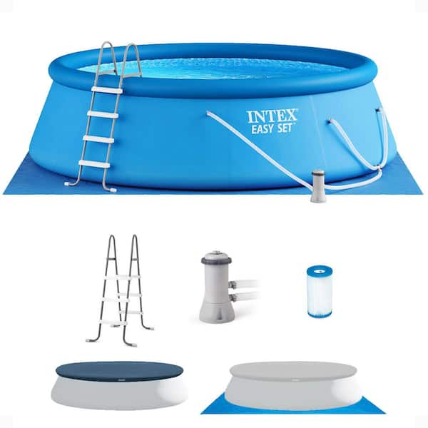 15 ft. x 48 in. Inflatable Easy Set Above Ground Roud Shape Swimming Pool w/ Ladder and Pump