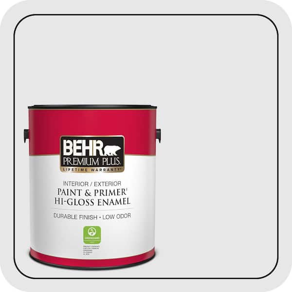 BEHR PREMIUM PLUS 1 gal. #PR-W09 Nimbus Cloud Hi-Gloss Enamel Interior/Exterior Paint & Primer