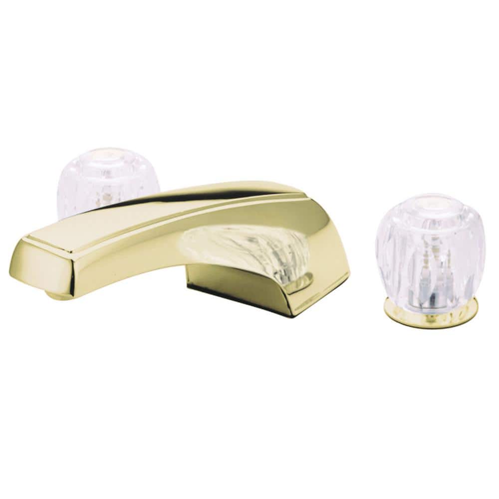 Polished Brass Dual Handle Roman Tub Faucet with Acrylic Knobs