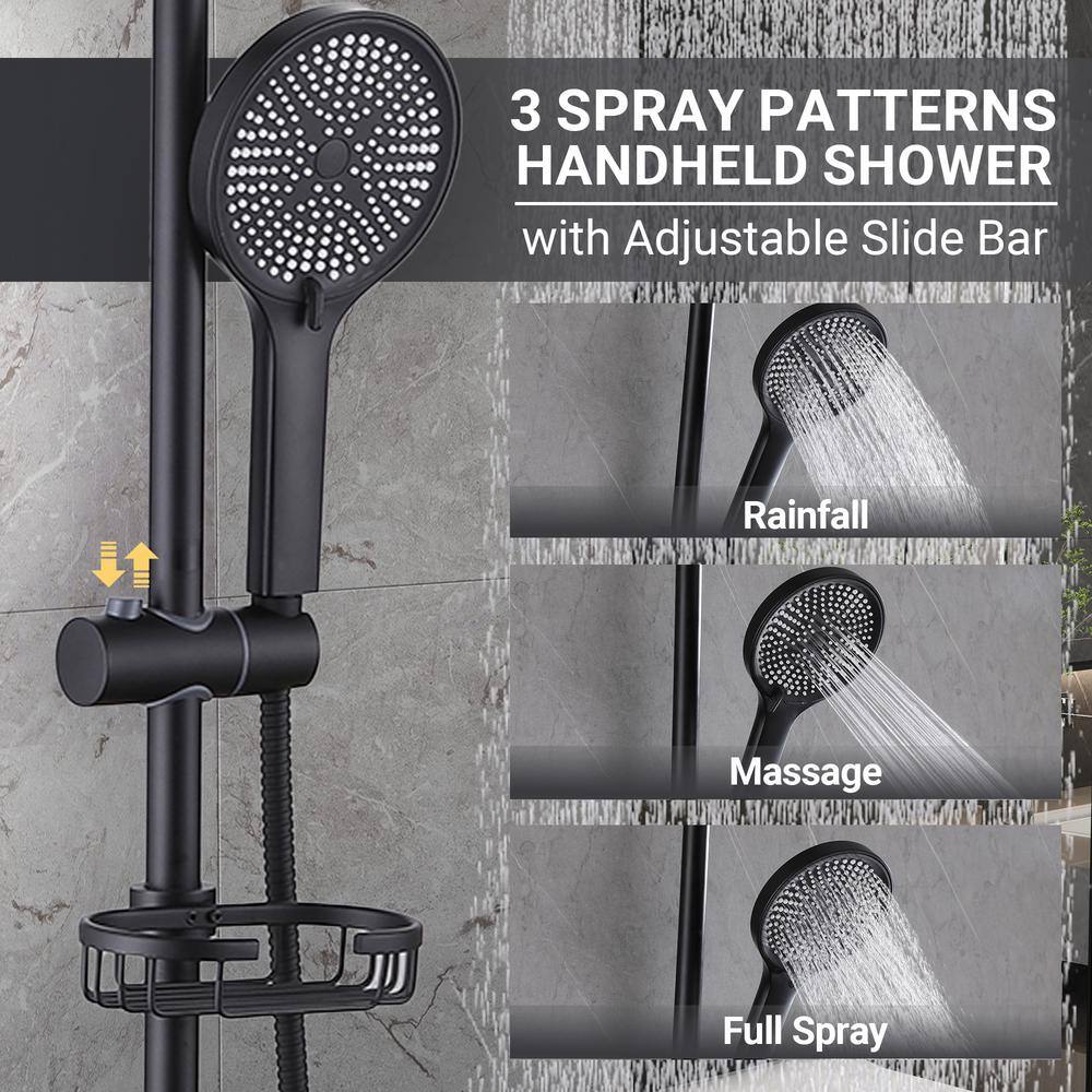 Matte Black Dual Shower Head with Handheld and Rainfall Spray