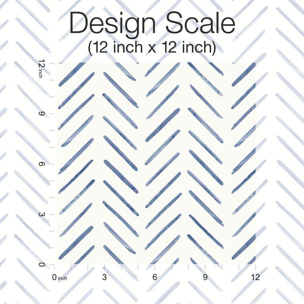 Navy and White Herringbone Peel and Stick Wallpaper Roll