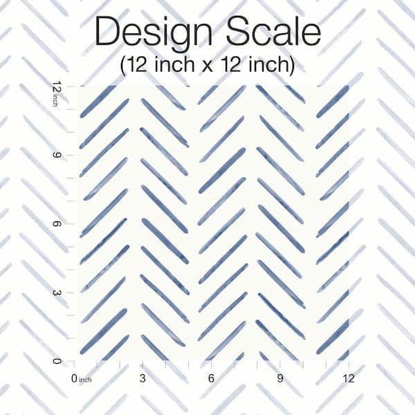 Navy Blue Painted Herringbone Matte Non Woven Paper Peel and Stick Wallpaper Roll