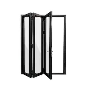 Eris 96 in. x 80 in. Right Swing/Outswing Black Aluminum Folding Patio door