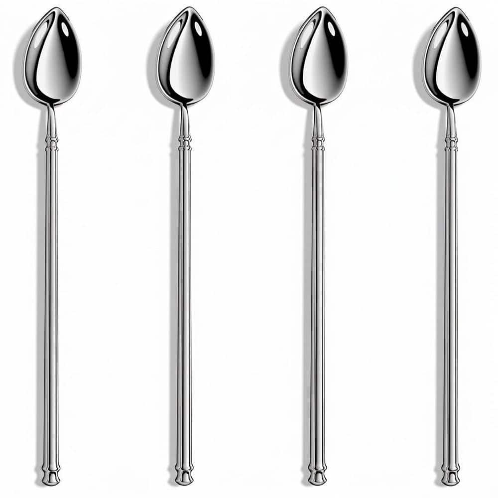 Silver 18/10 Stainless Steel 8.2-Inch Manual Forged Elegant Round Handle Iced Tea Stirring Spoon Set of 4 price history on PriceWatchPro