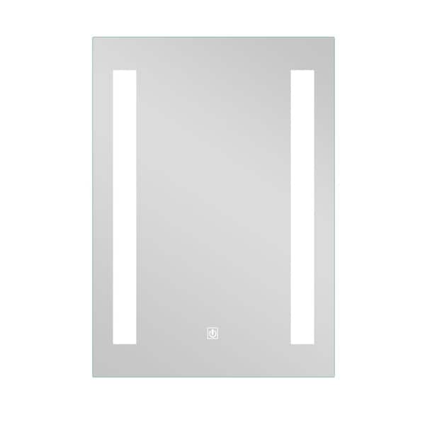 ANGELES HOME 20 in. W x 27.5 in. H Rectangular Frameless Wall-Mounted Bathroom Vanity Mirror in White