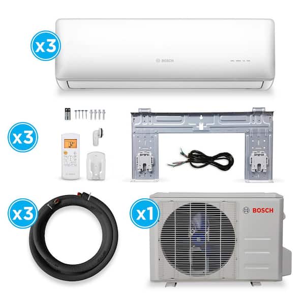 Bosch Max Performance ENERGY STAR 3-Zone 27,000 BTU 2.25 Ton Ductless Mini Split Air Conditioner with Heat Pump 230-Volt