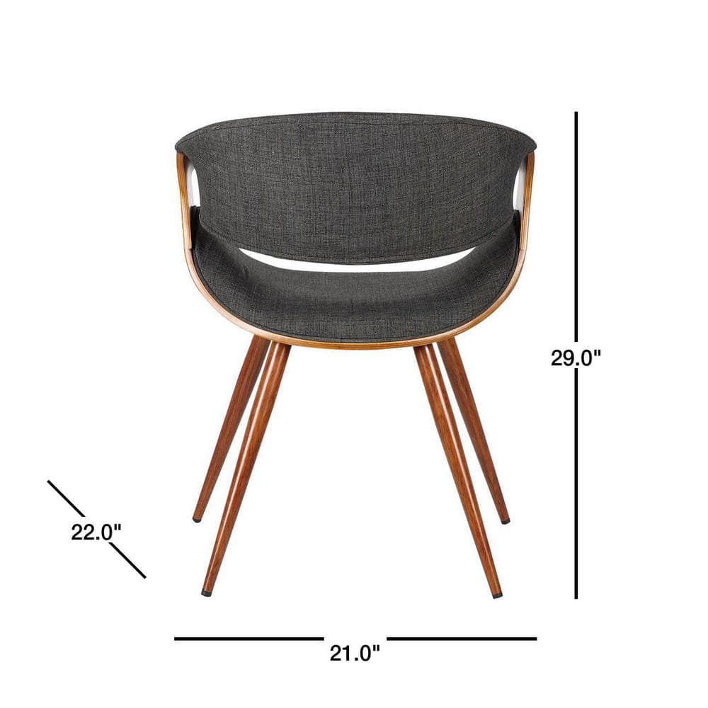 Charcoal Upholstered Faux Leather Mid-Century Modern Side Chair