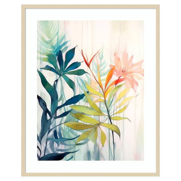 Amanti Art Pink and Yellow Floral Elegance I by Irena Orlov 33 in. W x 41 in. H. Wood Framed Wall Art Print Framed in Brown